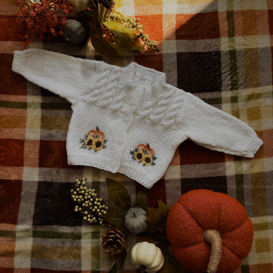 Pumpkin and sunflower cardigan